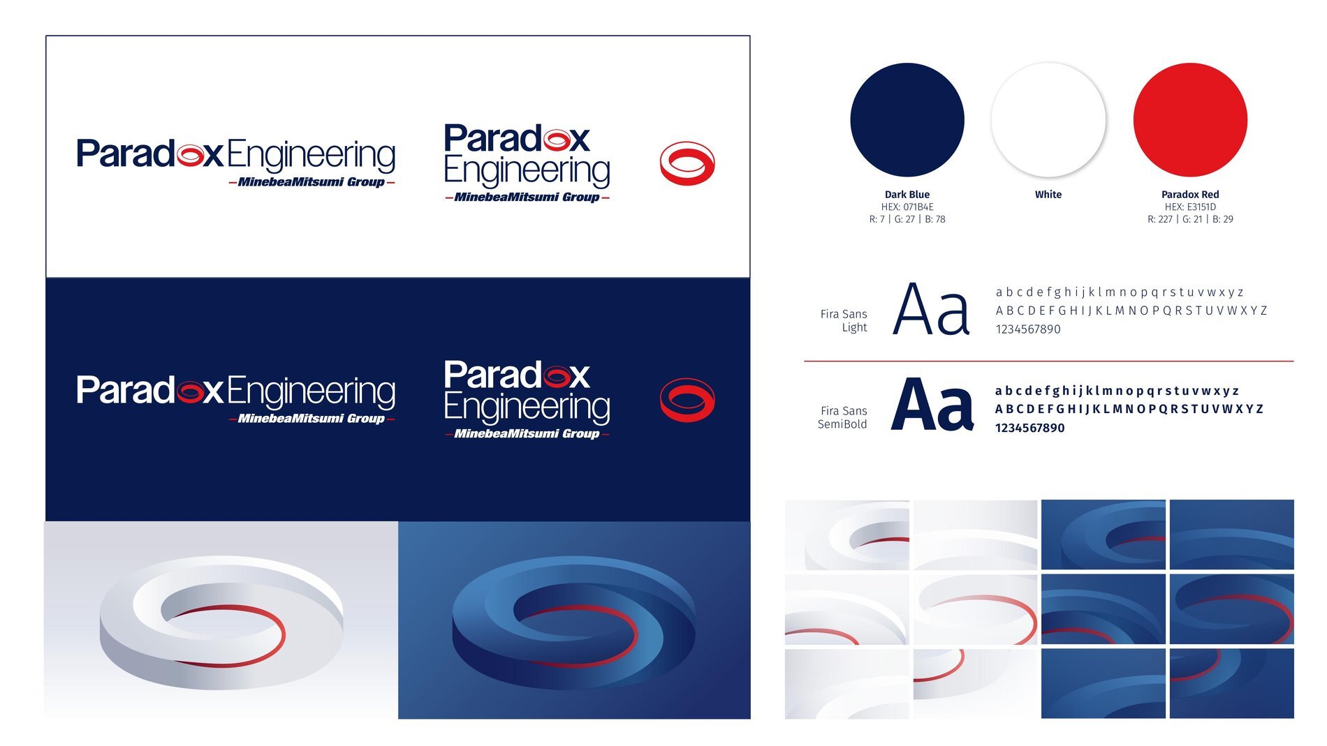 Paradox Engineering brand sheet: logo lockups, colour and typography